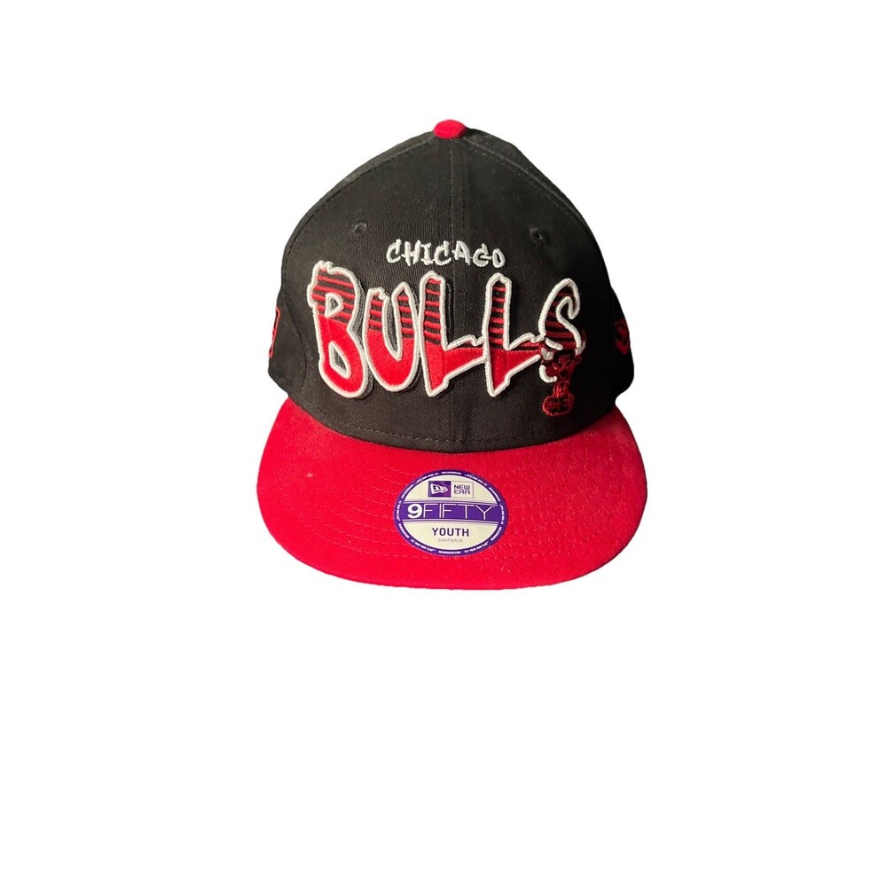 New Era Chicago Bulls Youth 9FIFTY Snapback Hat NBA Black Red Cap NWT
